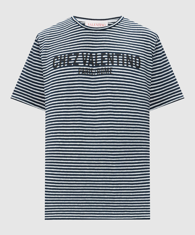 Valentino - T-shirt bleu en lin rayé 6V3MG16SAPY acheter en