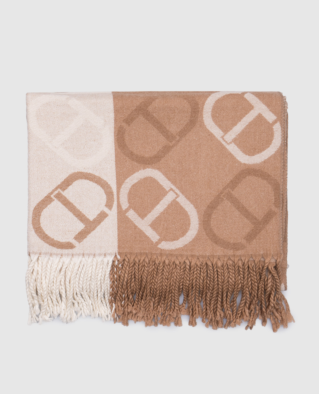 

Beige Oval T Logo Pattern Scarf Twinset, Бежевый
