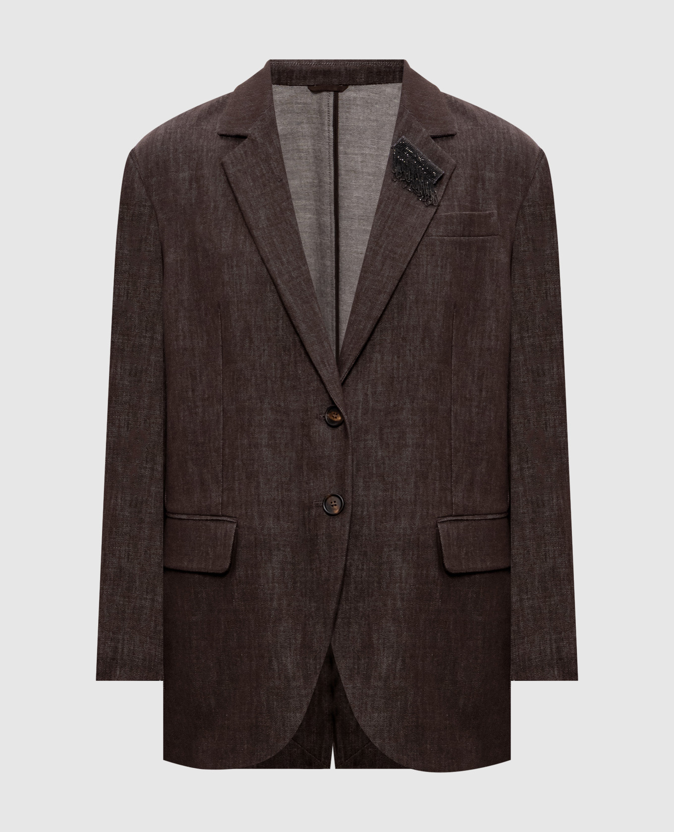 

Brown jacket with brooch Brunello Cucinelli