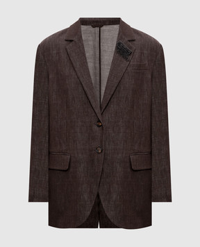 Brunello Cucinelli Brown jacket with brooch MB1257390P