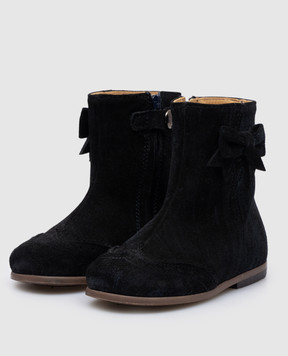 Zecchino D'oro Children's black suede boots with a bow N101631722
