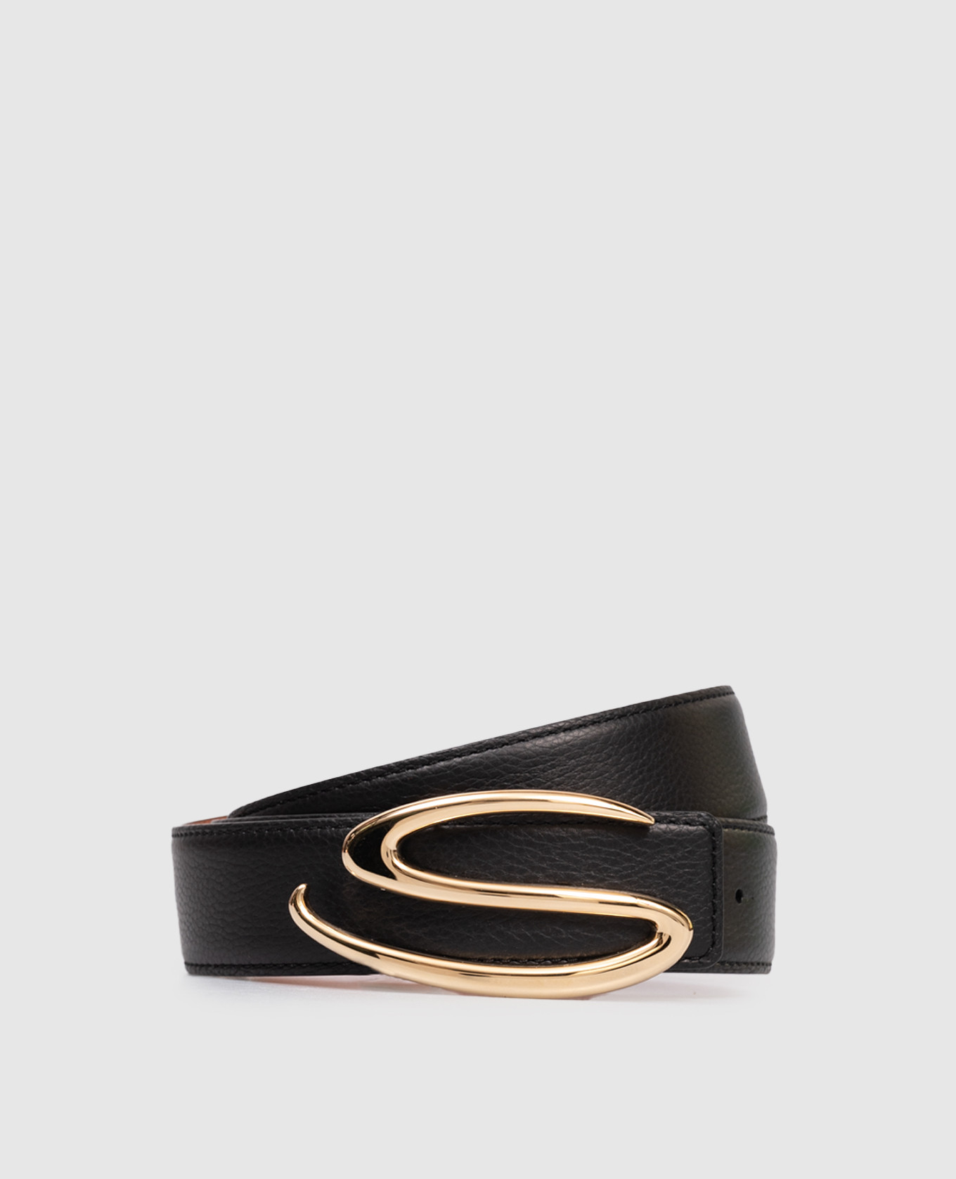 

Black leather belt with textured monogram logo Santoni