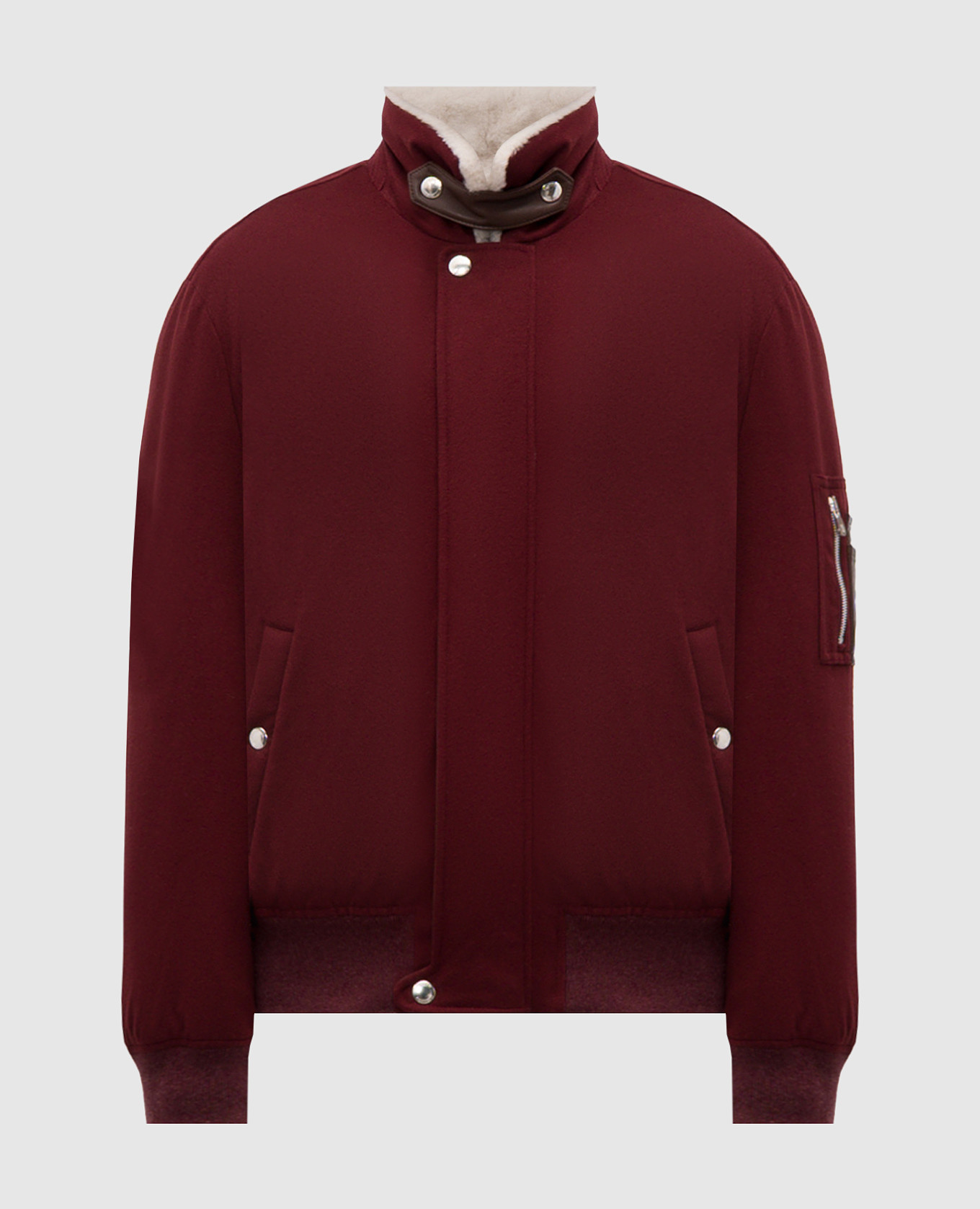 

Burgundy wool down jacket with fur Brunello Cucinelli