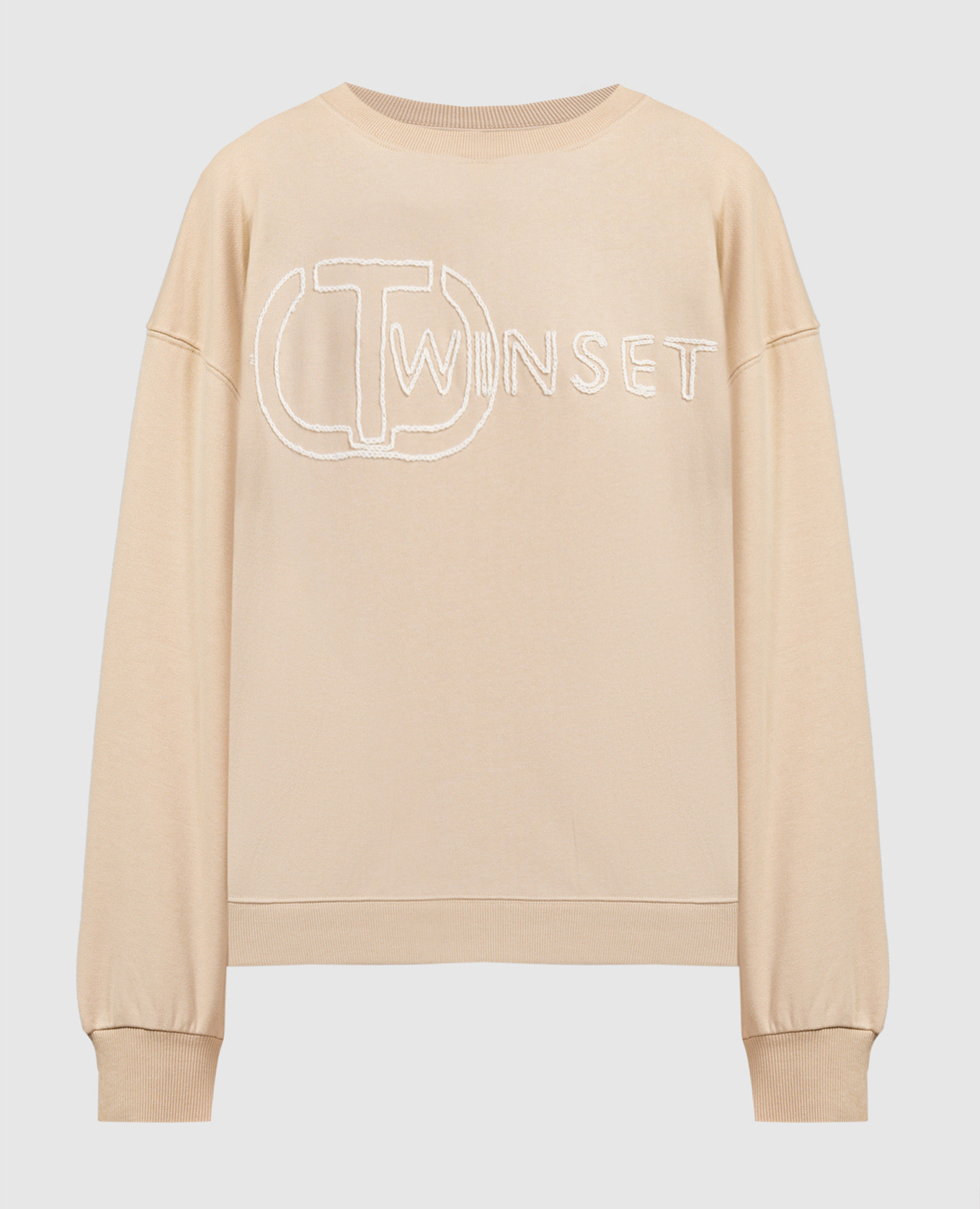 

Beige sweatshirt with logo embroidery Twinset