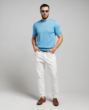 Cashmere&Whiskey Blue T-shirt with silk and cashmere FS03