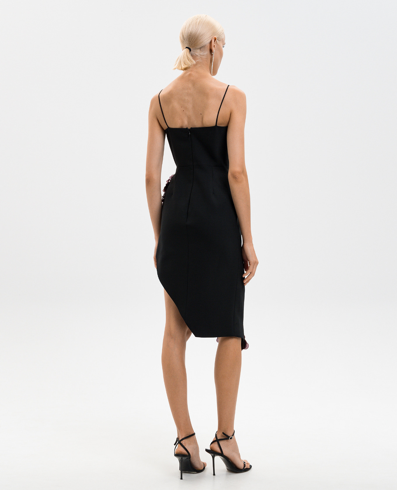 

Black wool dress with asymmetric cut and sequins David Koma
