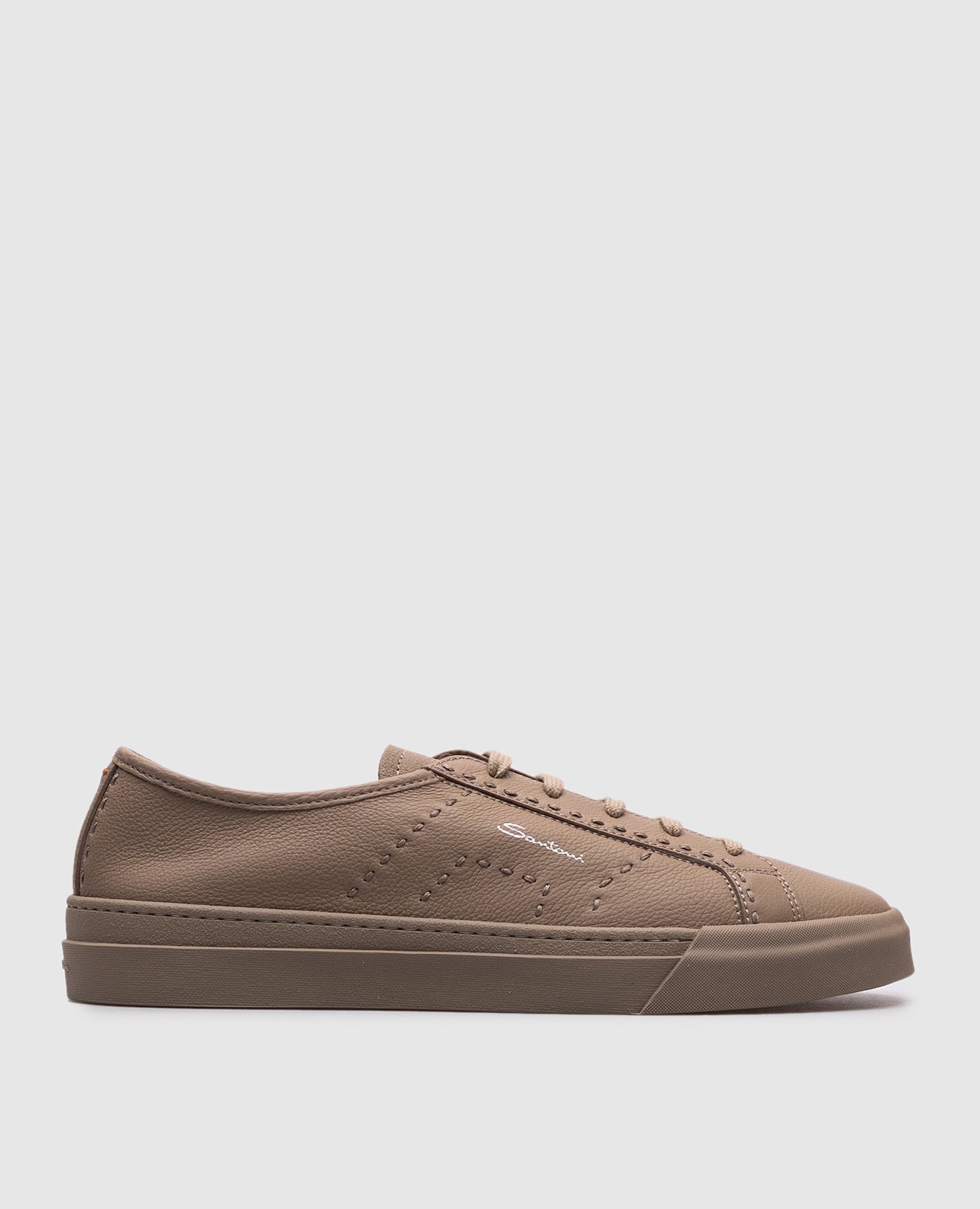 

Beige leather sneakers with logo Santoni