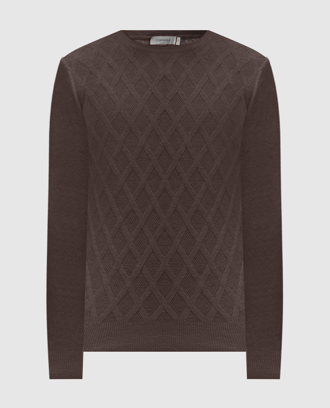 Brown wool and cashmere patterned jumper