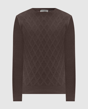 Canali Brown wool and cashmere patterned jumper MK02362C0012