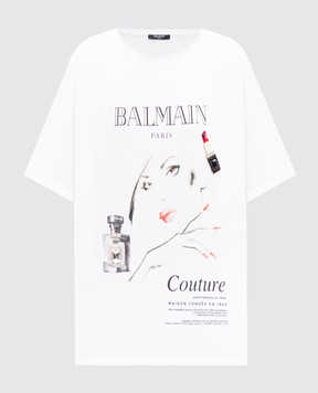 Balmain White Beauty T-shirt with crystals EF0EG129GE86