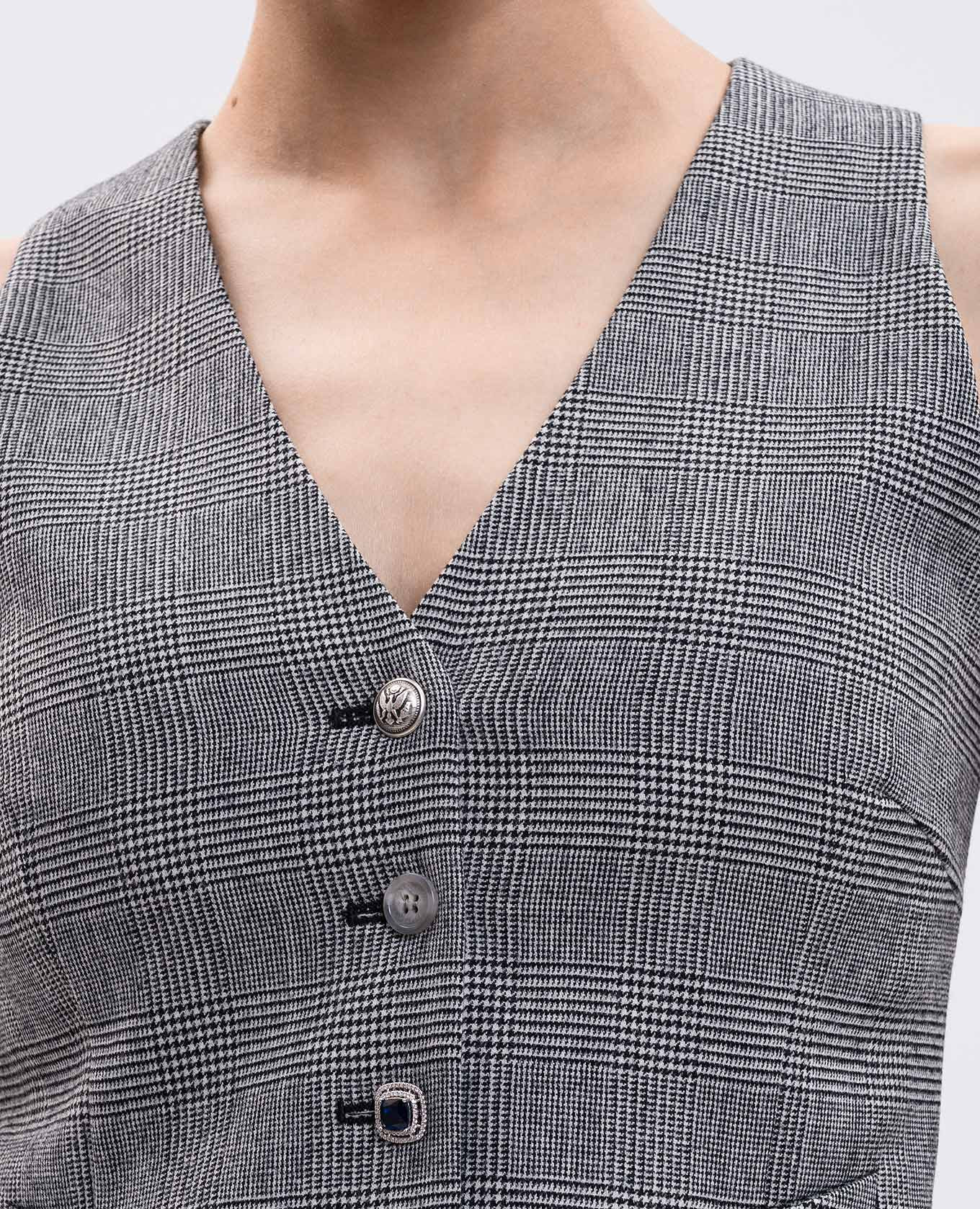 

Gray checked wool vest Vetements, Grey