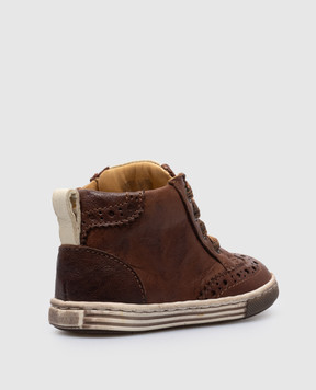 Zecchino D'oro Children's brown leather shoes with perforations N1212911922