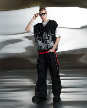 Off-White Black patterned Skyline vest OMHZ019S24KNI001