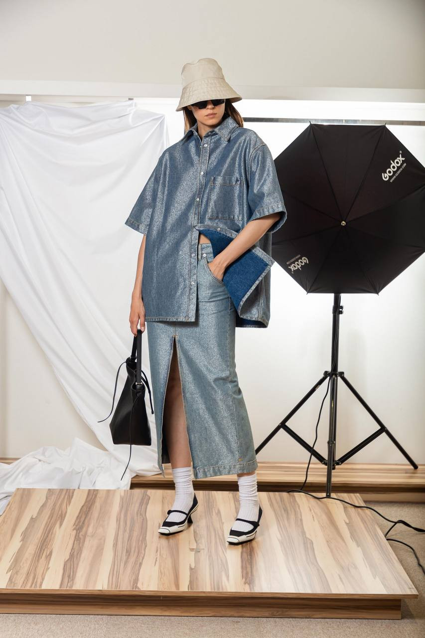 

Vale blue denim shirt with lurex DARKPARK, Light blue