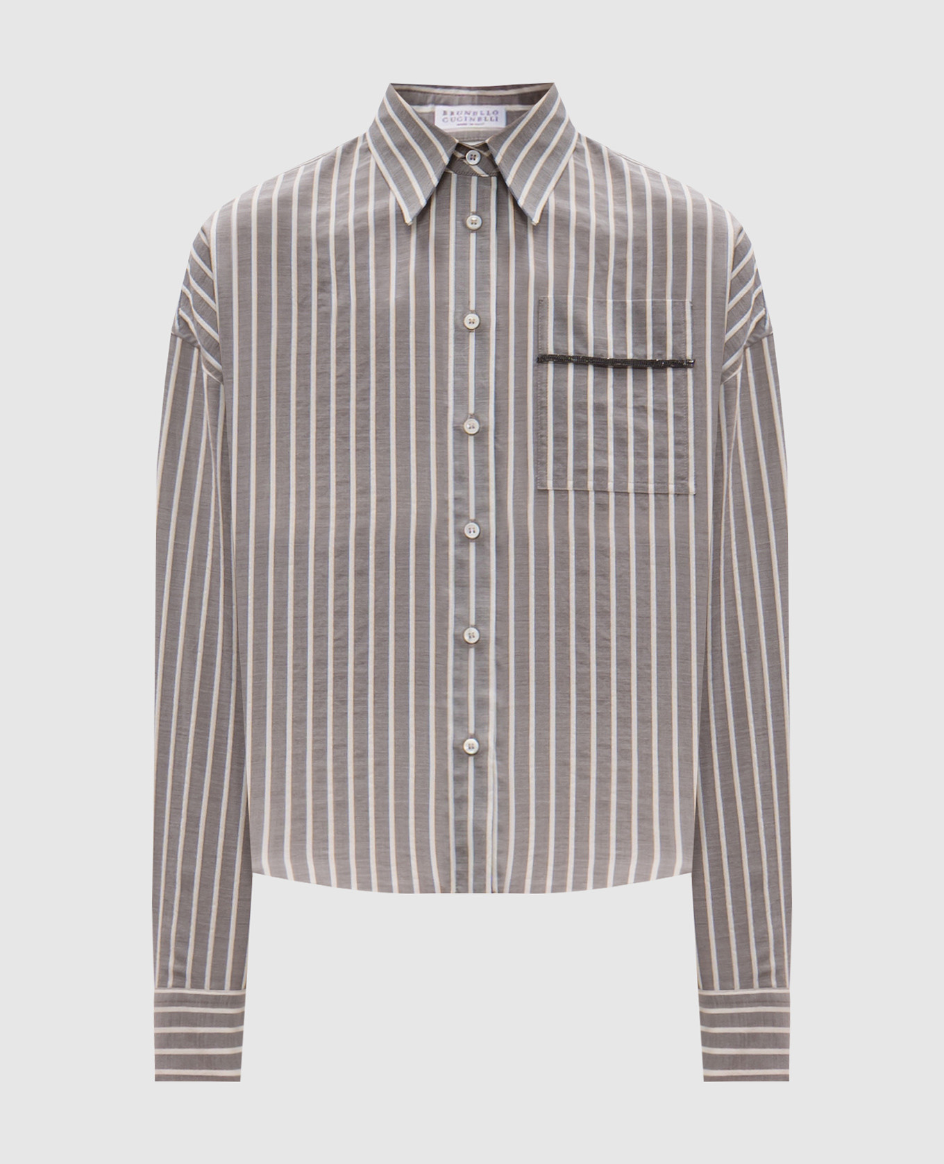 Gray shirt with striped wool brunello cucinelli