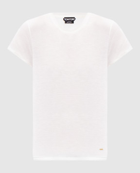 Tom Ford White T-shirt with metal logo TSJ567JEX139