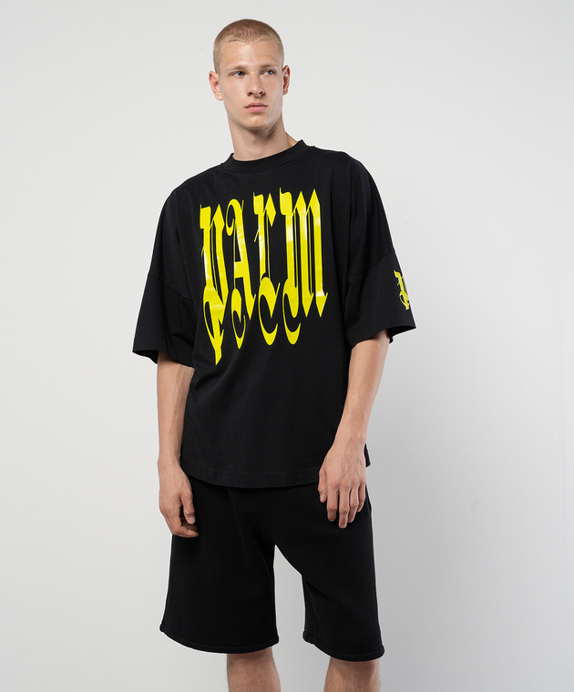Palm Angels - Black t-shirt with logo print PMAA002F24JER006