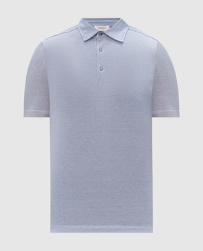 Agnona Blue silk polo with logo TT09U2YY2071