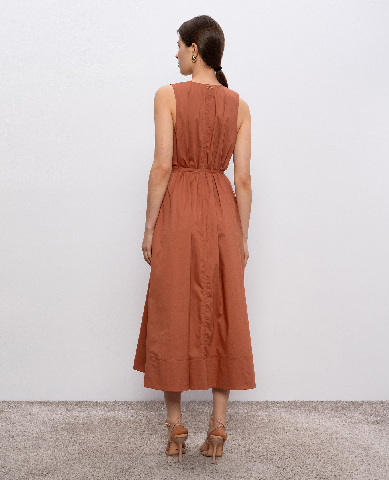

Brown midi dress with logo Twinset