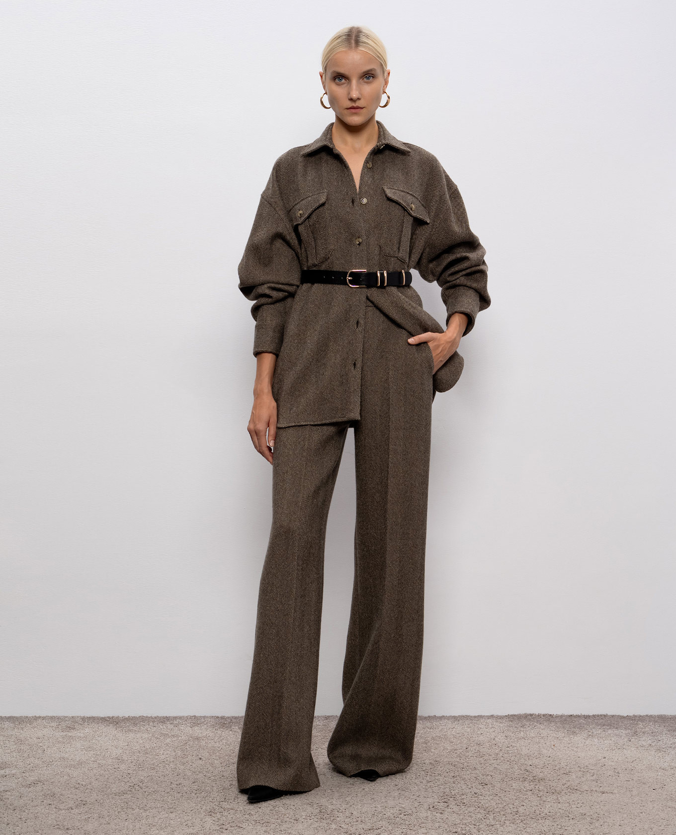 

Brown wool, silk and cashmere patterned shirt Ermanno Scervino