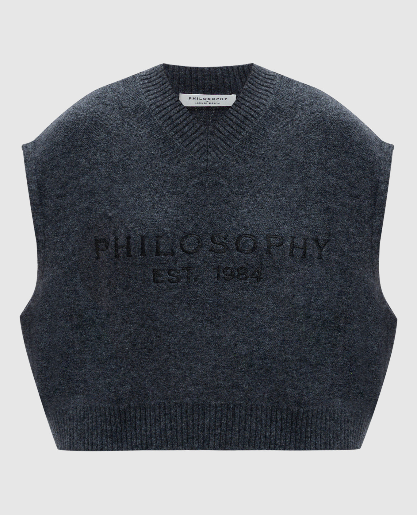 

Gray wool vest with logo embroidery Philosophy di Lorenzo Serafini, Grey