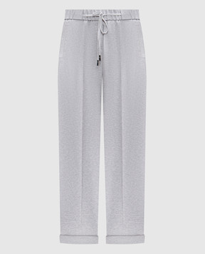 Peserico Grey melange pants with monil chain P04632J002379
