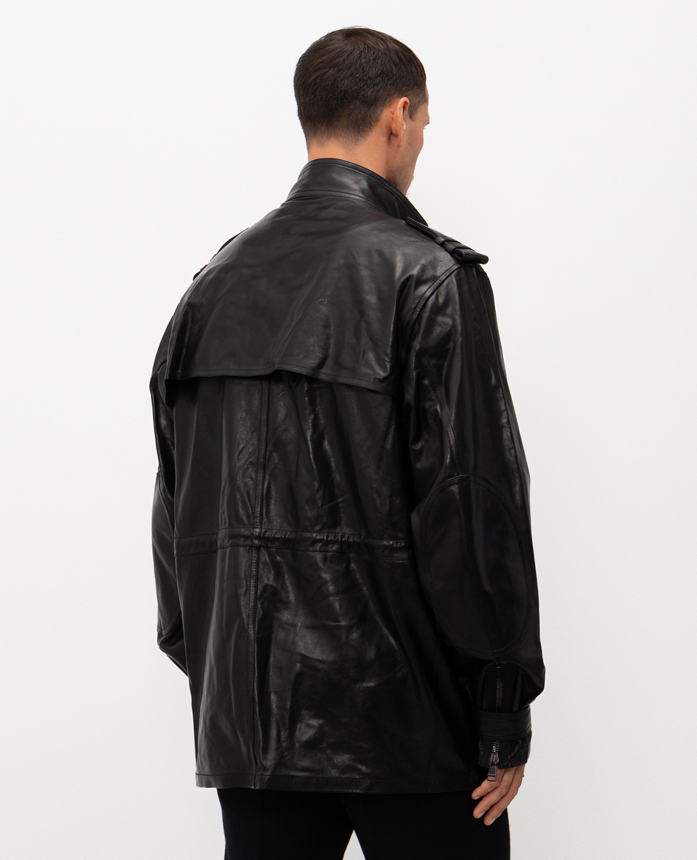 Black leather parka Balmain 4