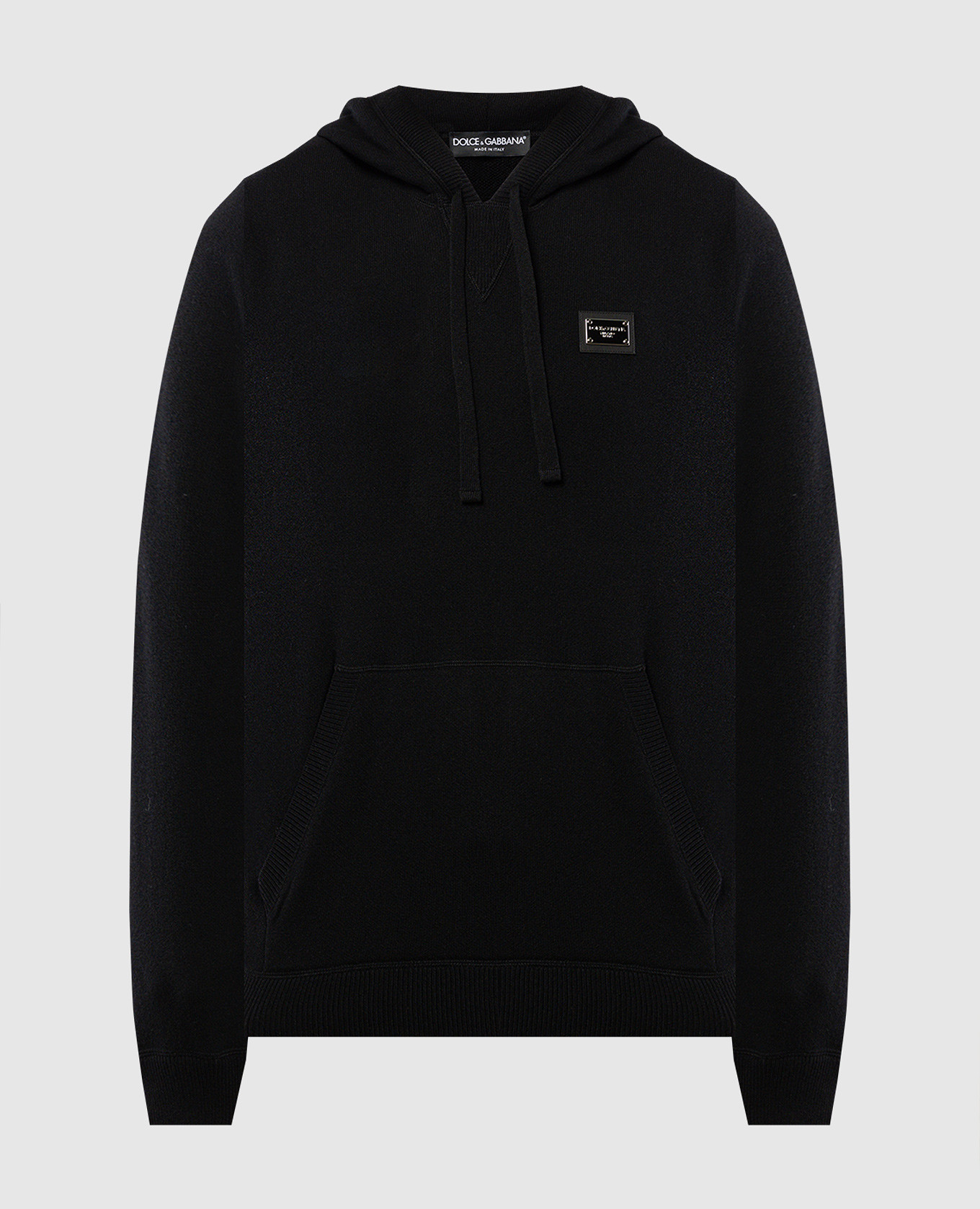 

Black wool and cashmere hoodie with logo patch Dolce&Gabbana