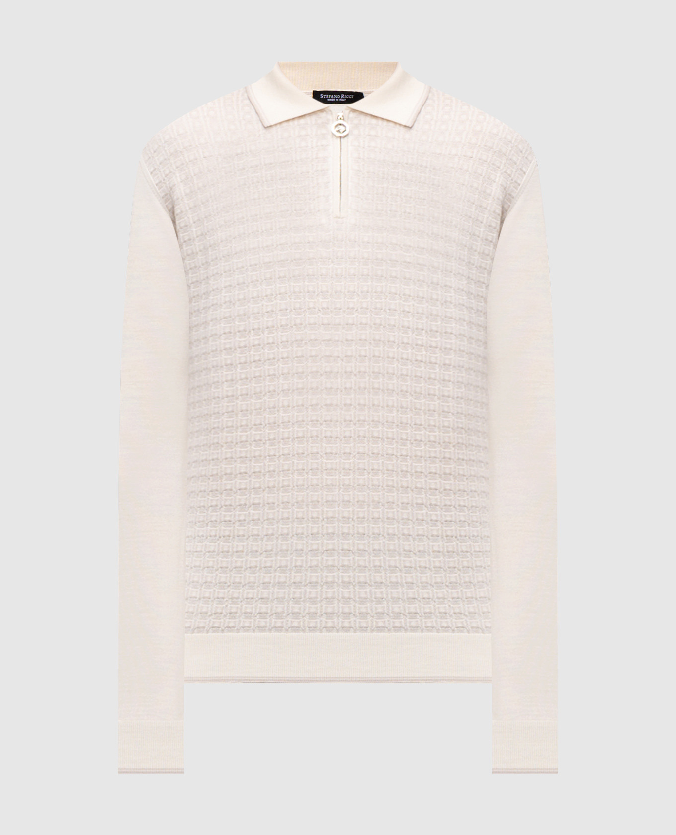 

Beige polo shirt made of wool, silk and cashmere in a pattern Stefano Ricci