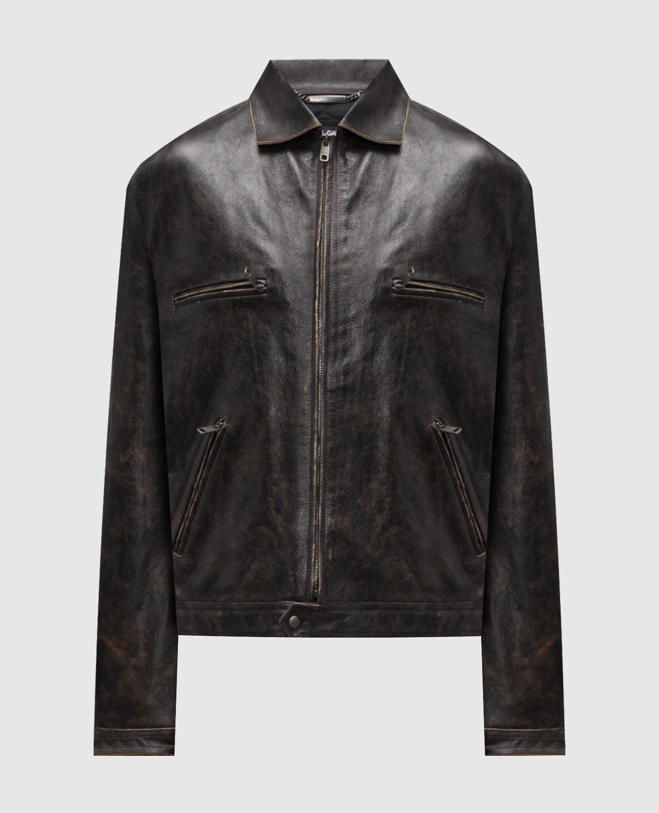 

Brown leather jacket with a worn effect Dolce&Gabbana