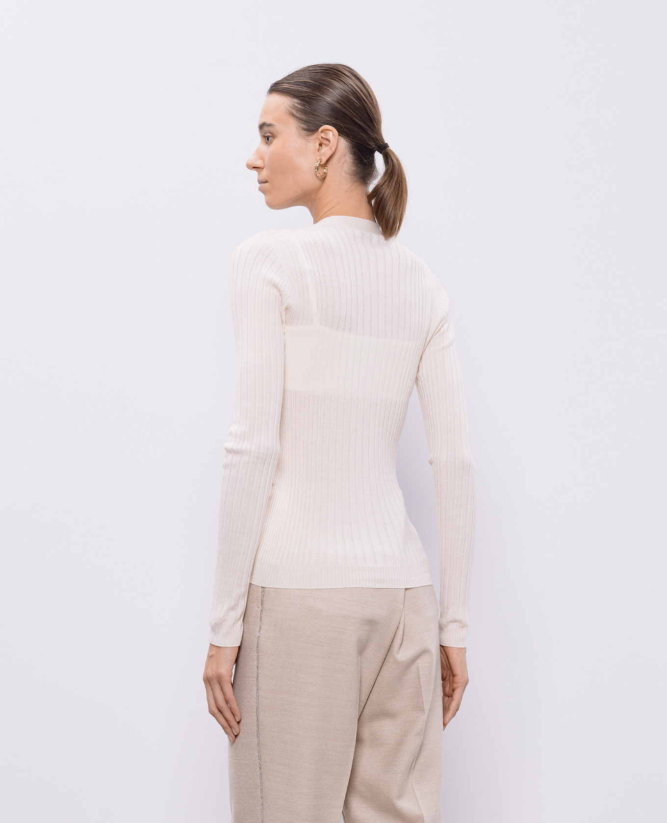 

Beige ribbed wool cardigan Peserico