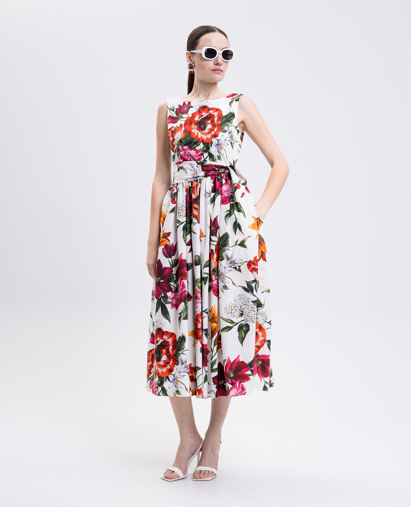 

White floral print midi dress Dolce&Gabbana