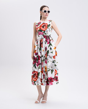 Dolce&Gabbana White floral print midi dress F6TZTTHS5TQ