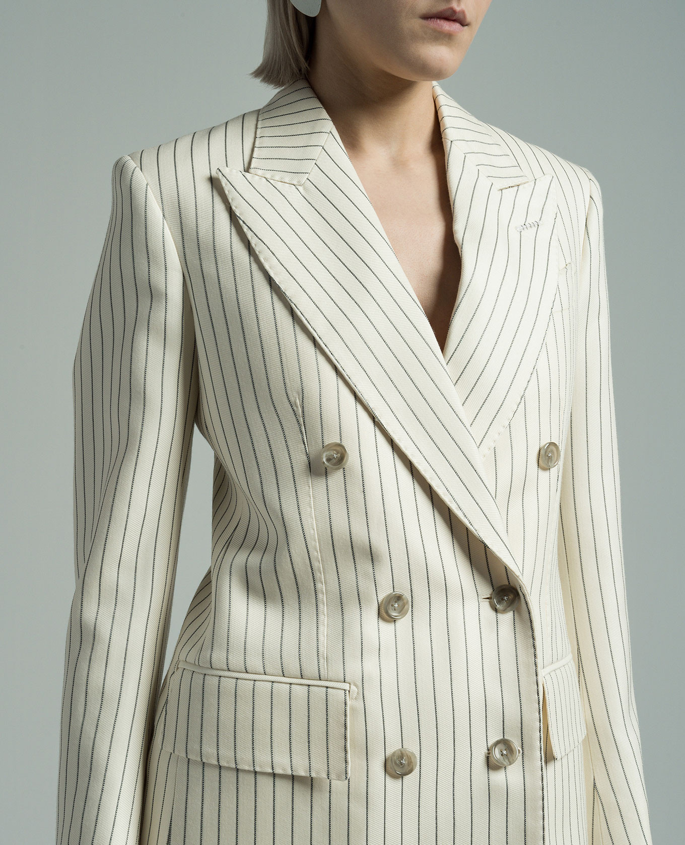 WALLIS double-breasted jacket in striped wool and silk Tom Ford 5