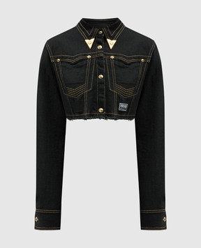 Versace Jeans Couture Black denim jacket with logo 76HAL253DW060L54