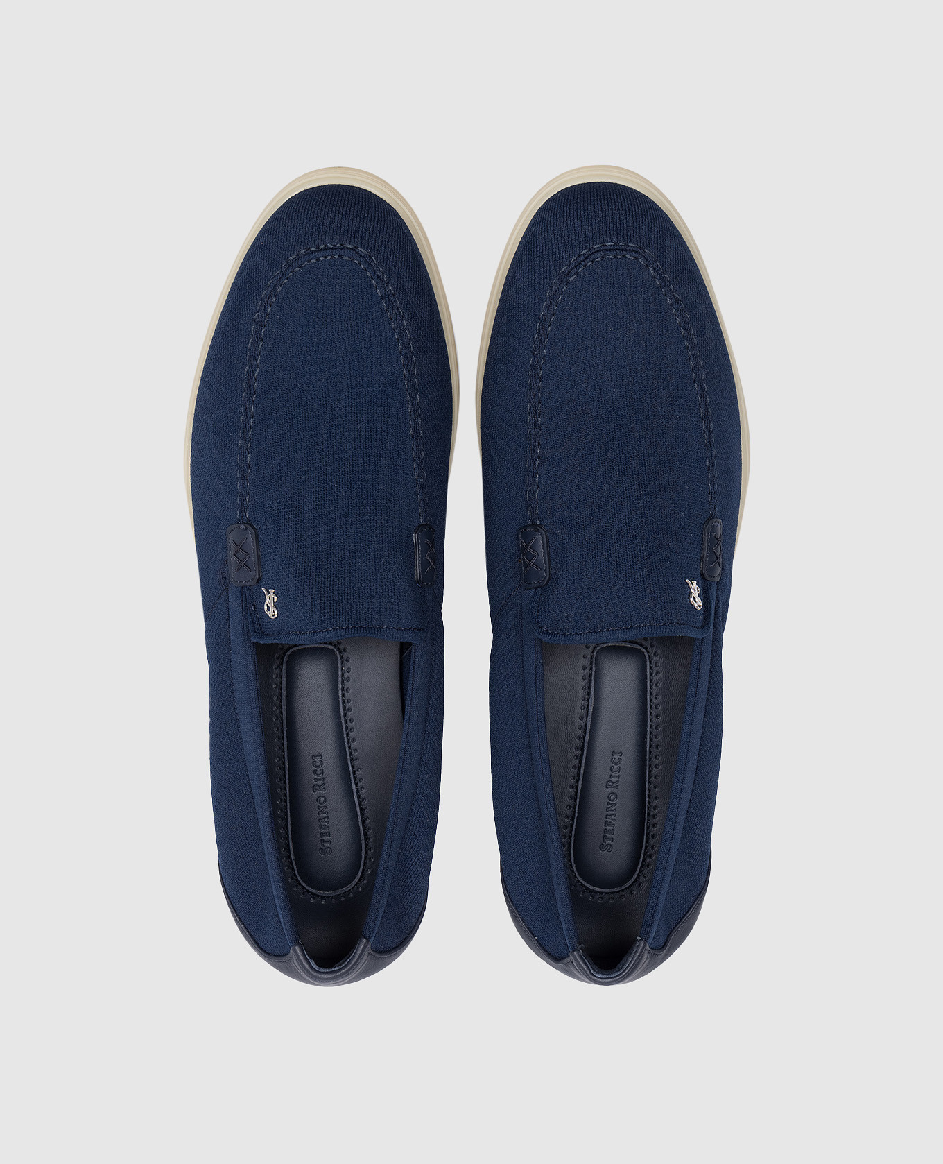 

Blue slippers with leather inserts Stefano Ricci
