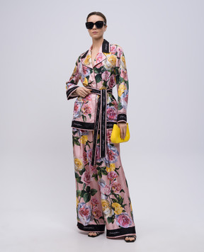 Dolce&Gabbana Pink silk pants with floral print FTCISTHI1W3
