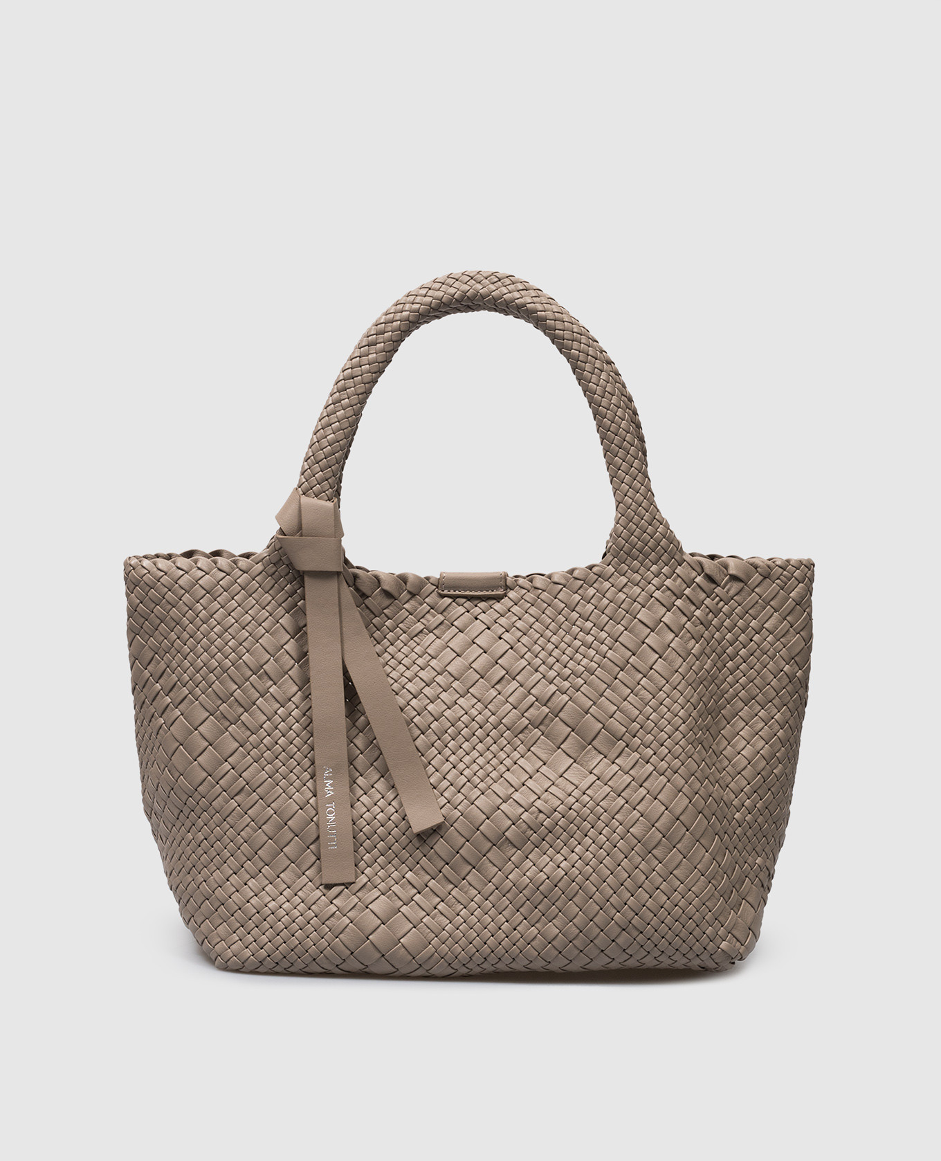 

Beige leather tote bag with weaving Alma Tonutti