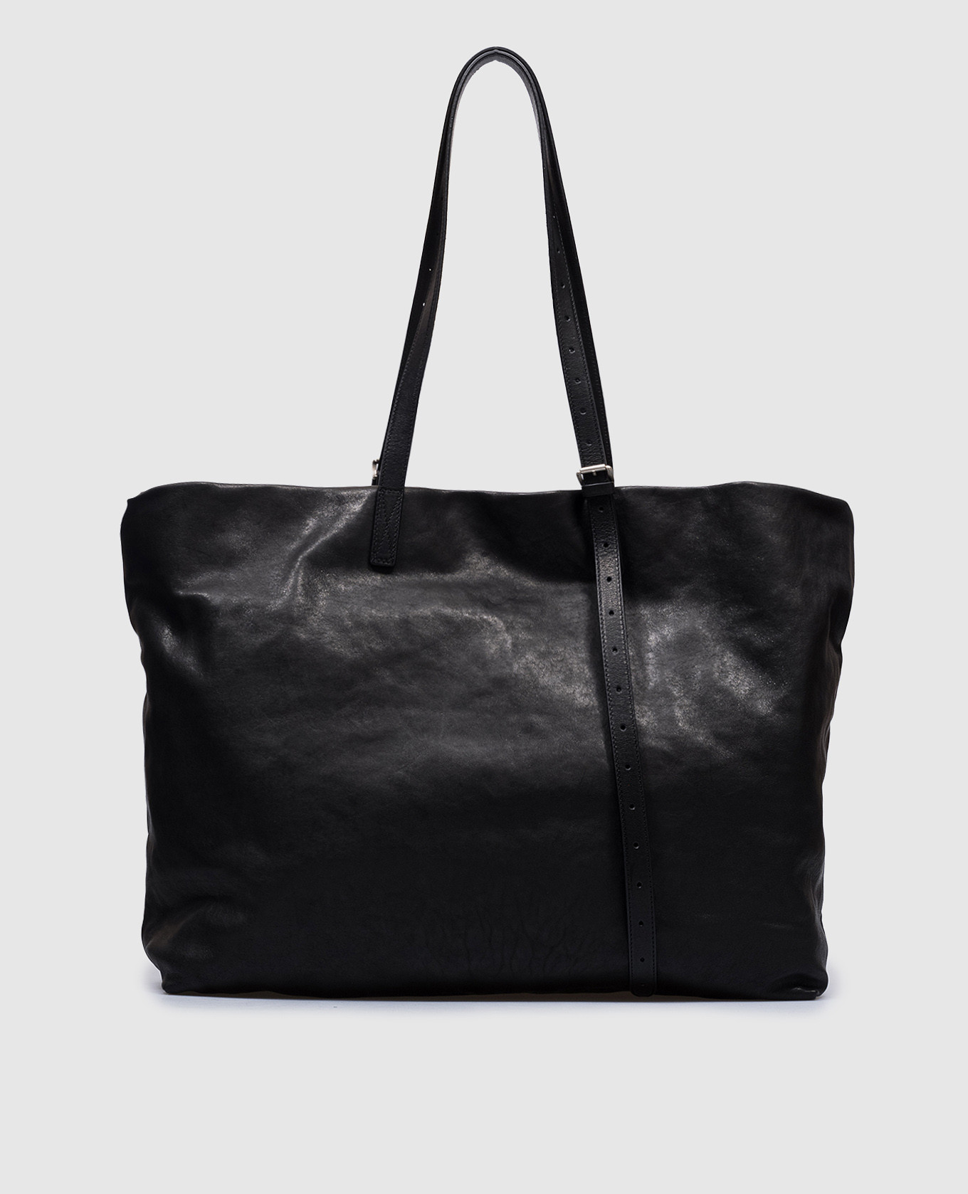 

Bes black leather tote bag with a vintage effect Ann Demeulemeester, Черный