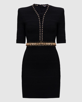 Balmain Black dress with chain EF0R6039KI44