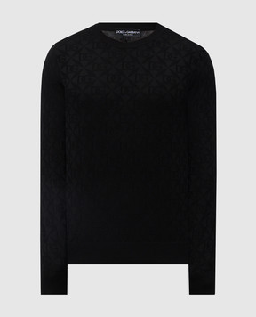 Dolce&Gabbana Black silk jumper with monogram logo pattern GXX02TJBSM4