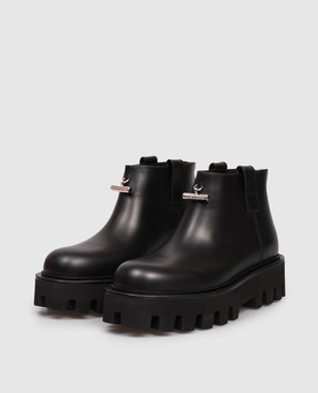 Alexander McQueen Black leather boots with logo 826489WIAER