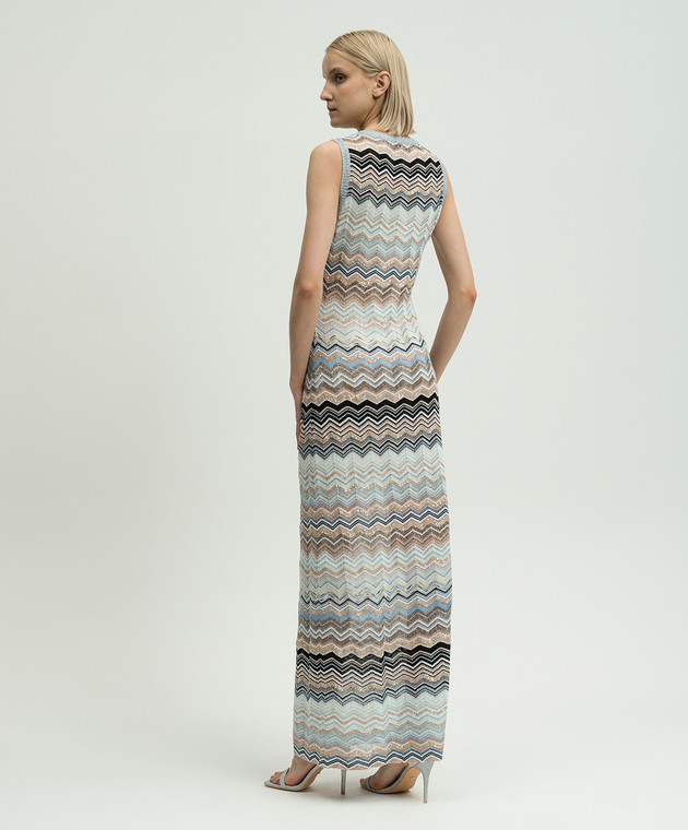chinese dress ladies Geo Print Silk Georgette Maxi Dress