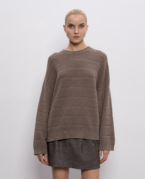 Brunello Cucinelli Brown cashmere and wool sweater MBM738200P