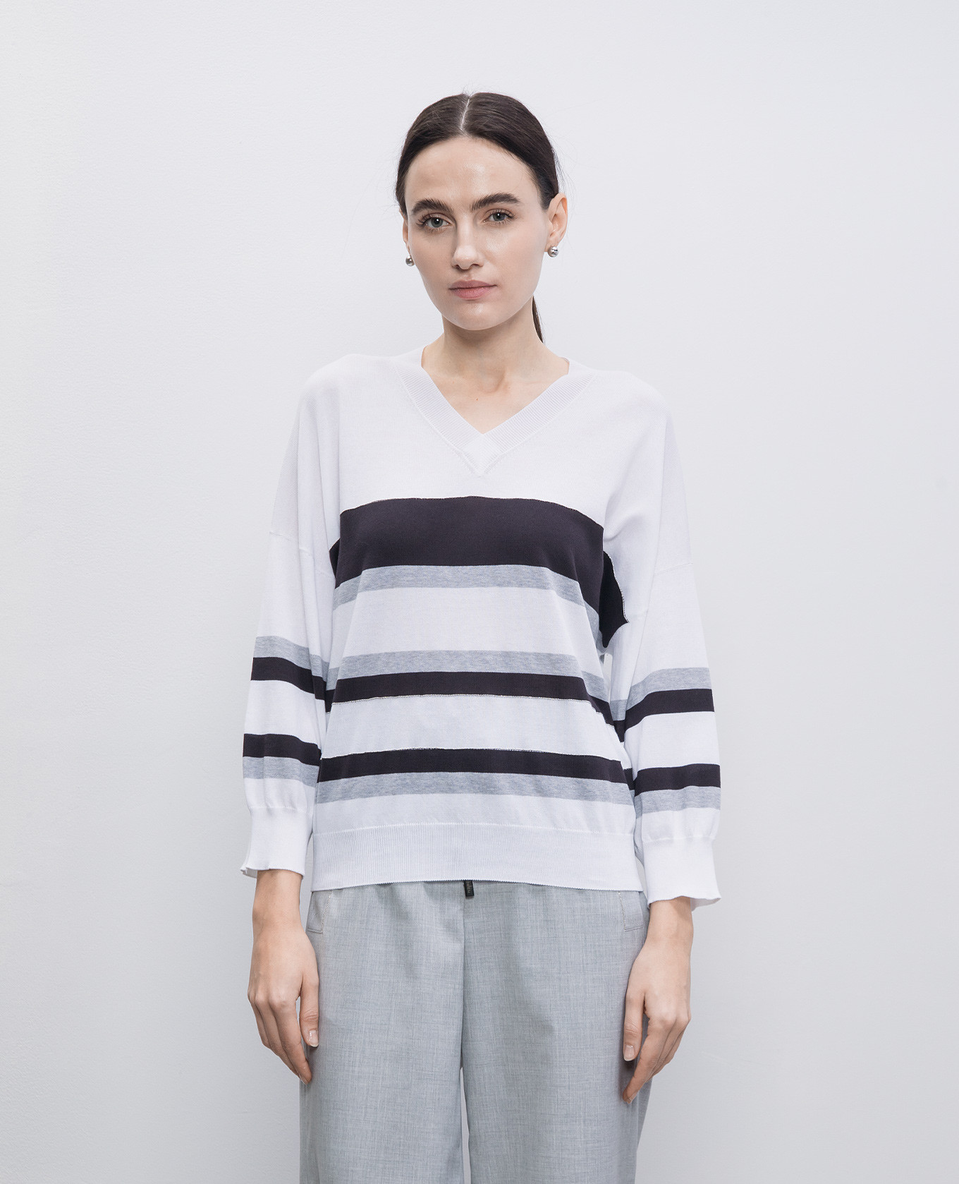 

White striped pullover Peserico