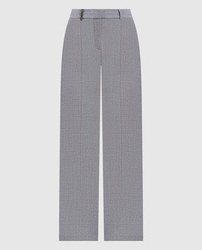 Peserico Gray wool pants with brand patch A0454702008