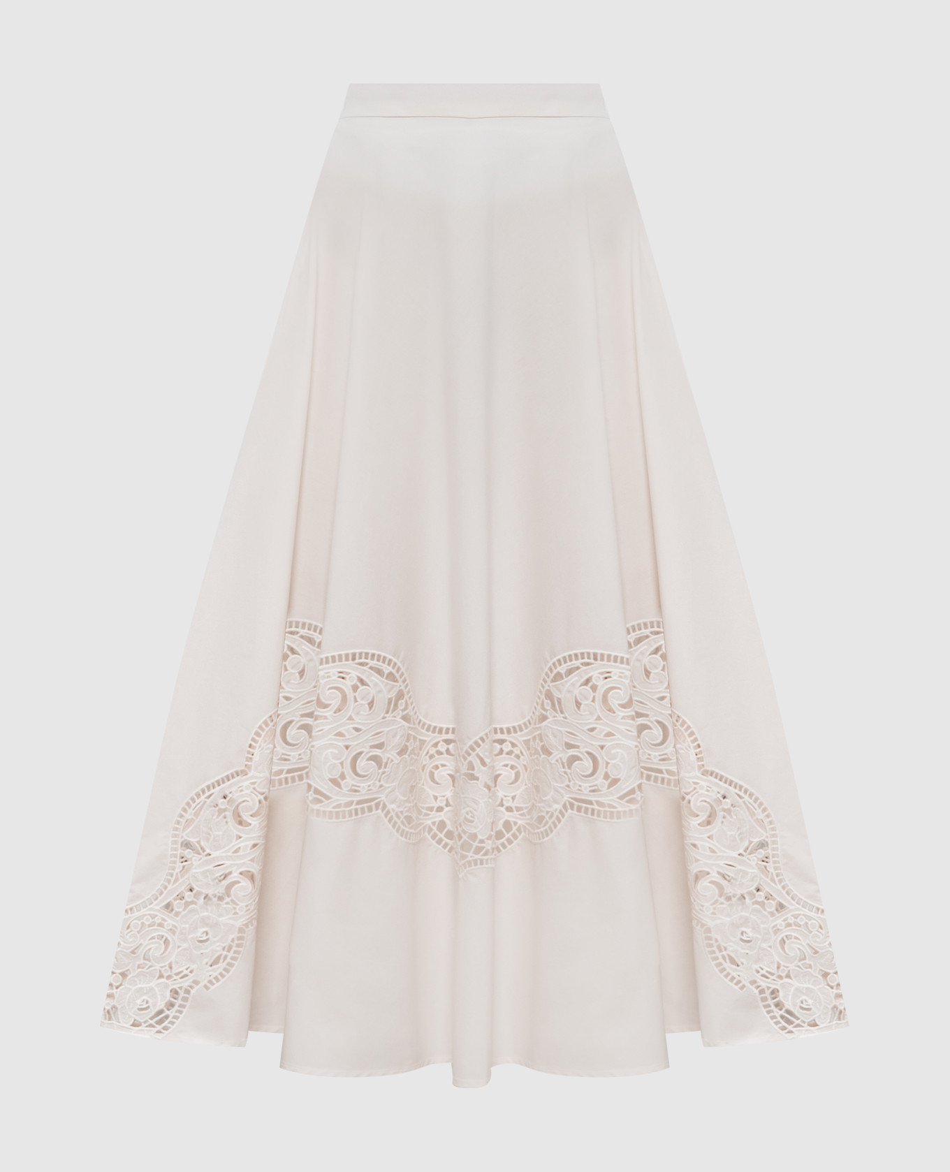 Beige midi skirt with richelie embroidery Twinset