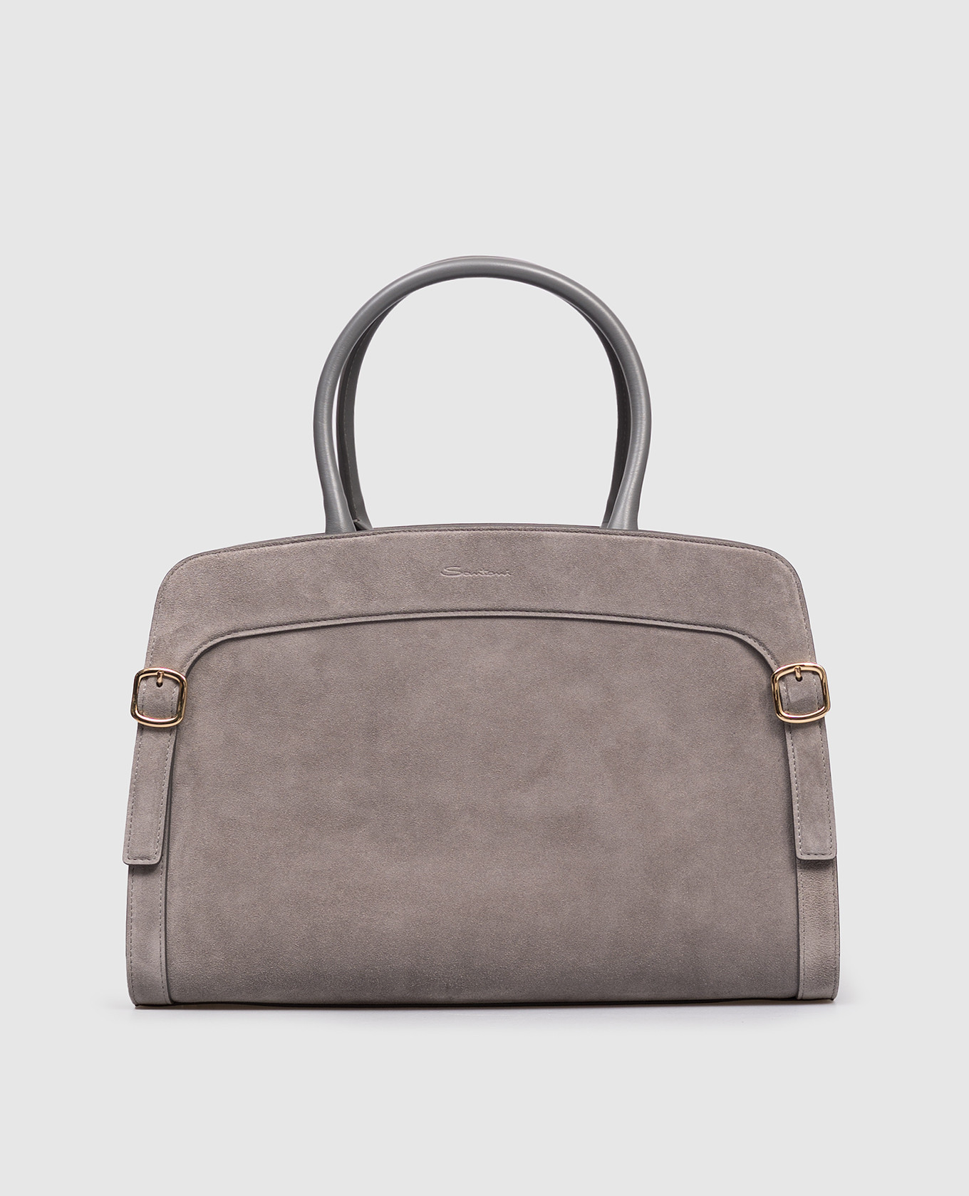 

Grey suede tote bag with logo Santoni