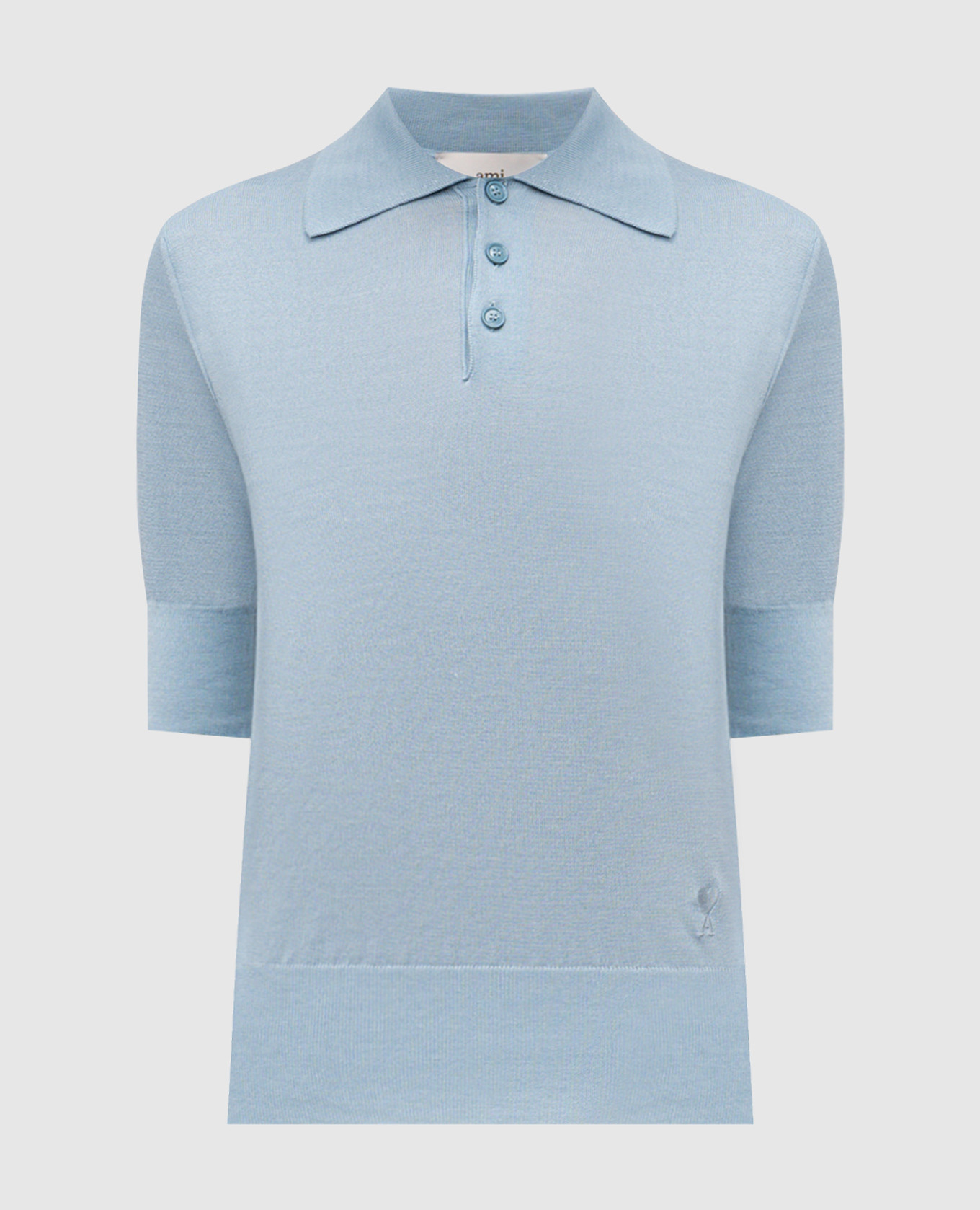 

Blue wool and silk polo shirt Ami Paris, Light blue