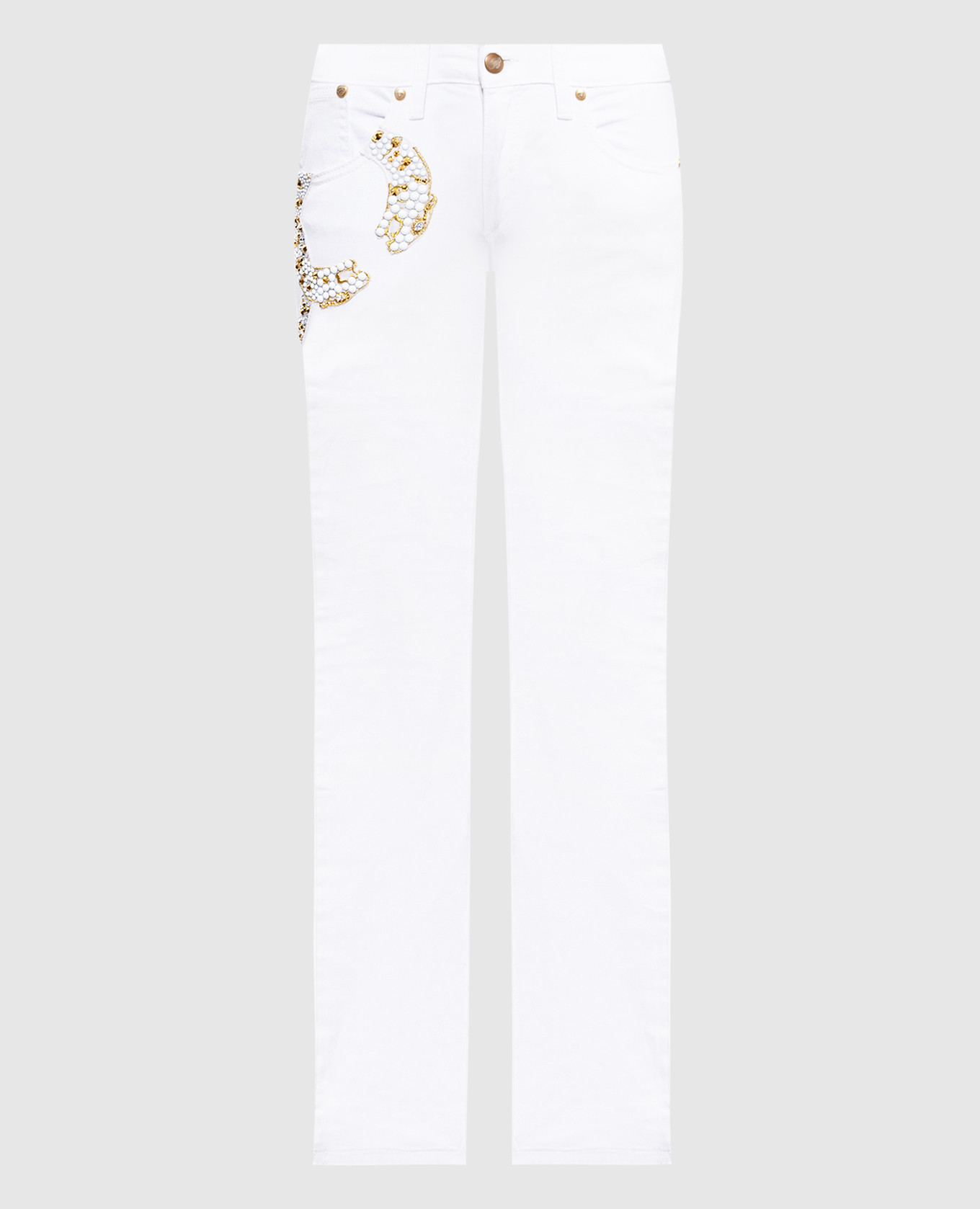 

White jeans with crystals Blumarine, Белый